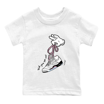Sneaker match tees – Sneaker Tees To Match Air Jordan 5 Medium Soft Pink Shoes – Cartoon Hands Kids T-Shirt White 2
