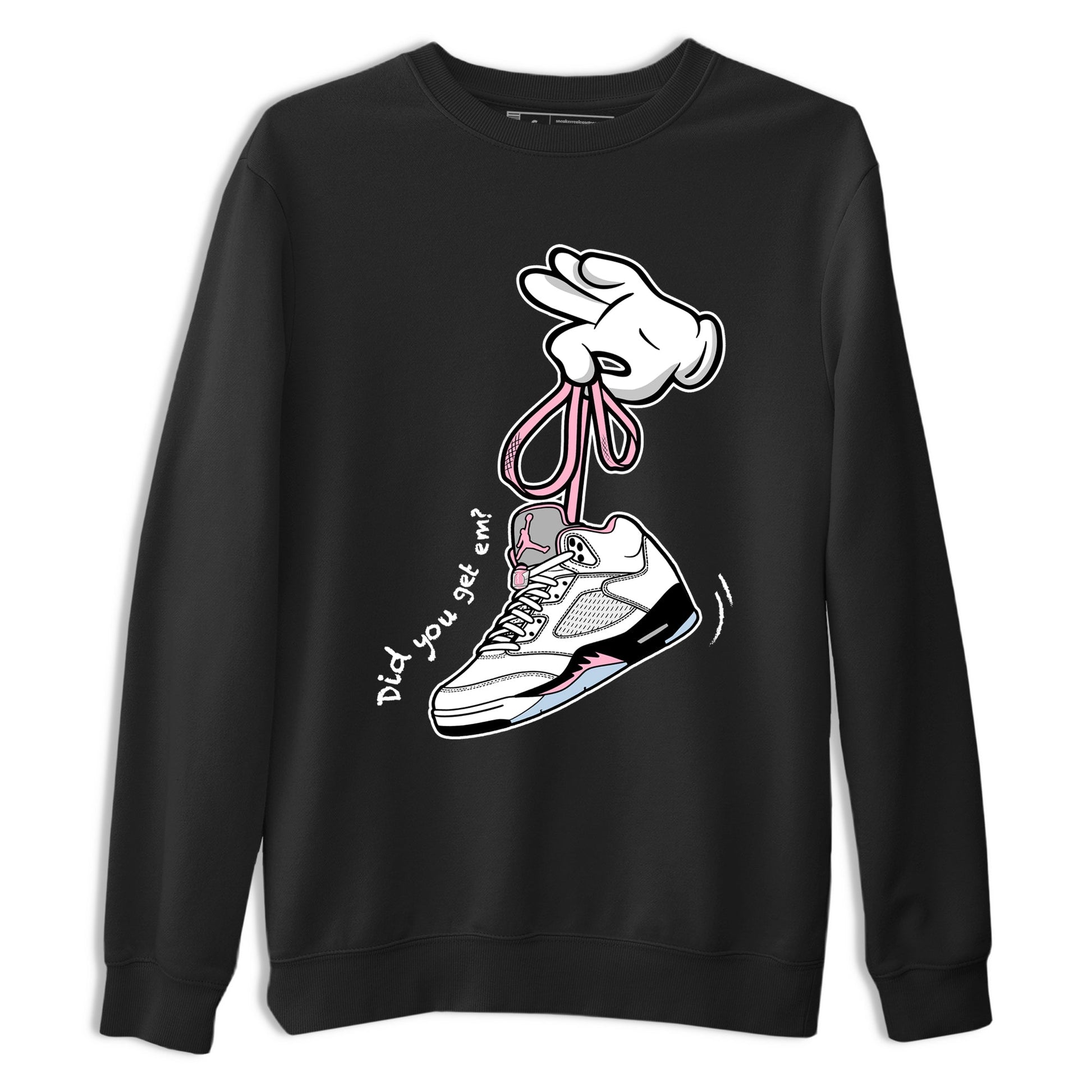 Sneaker match tees – Sneaker Tees To Match Air Jordan 5 Medium Soft Pink Shoes – Cartoon Hands Tee Black 2