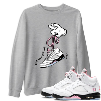 Sneaker match tees – Sneaker Tees To Match Air Jordan 5 Medium Soft Pink Shoes – Cartoon Hands Tee Heather Grey 1