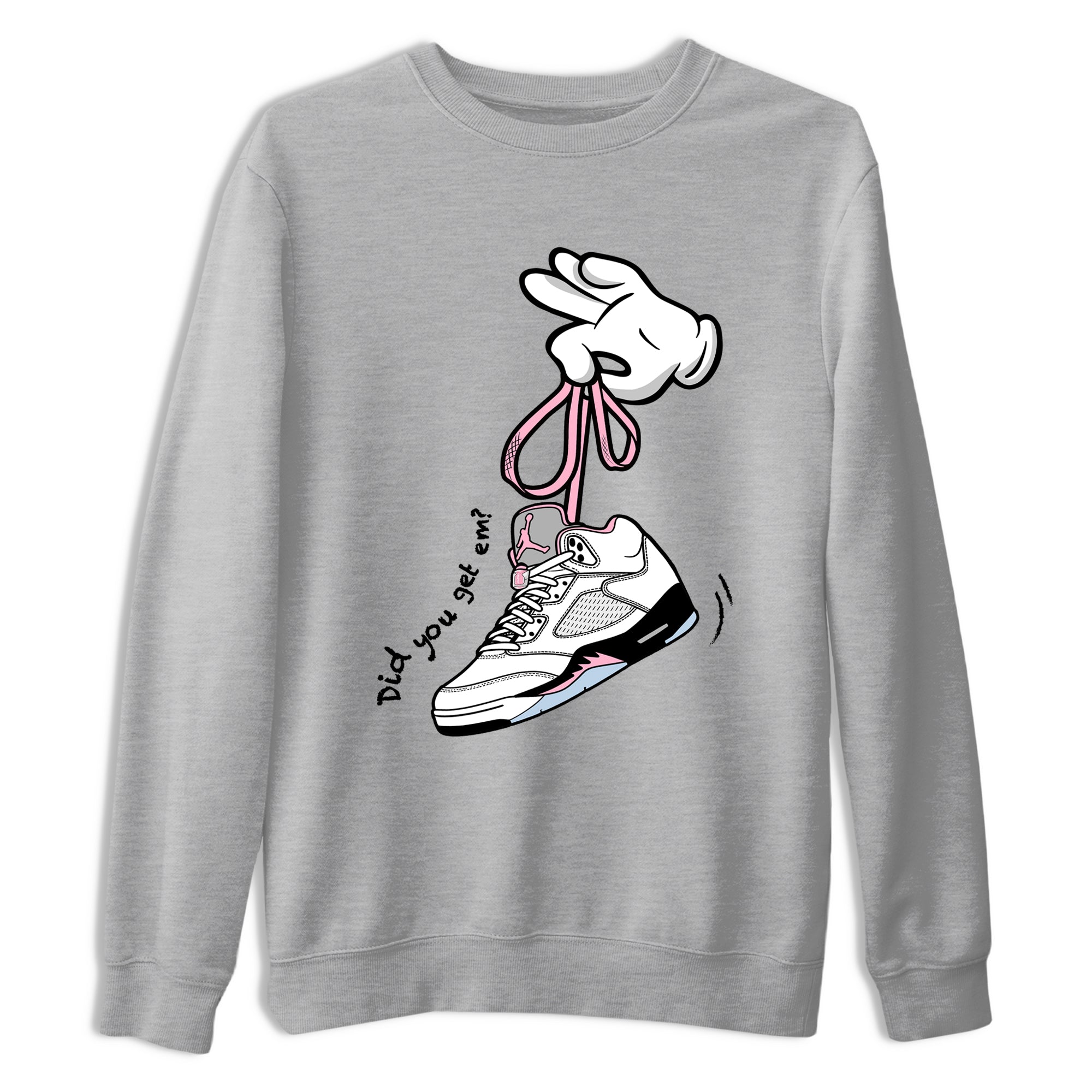 Sneaker match tees – Sneaker Tees To Match Air Jordan 5 Medium Soft Pink Shoes – Cartoon Hands Tee Heather Grey 2
