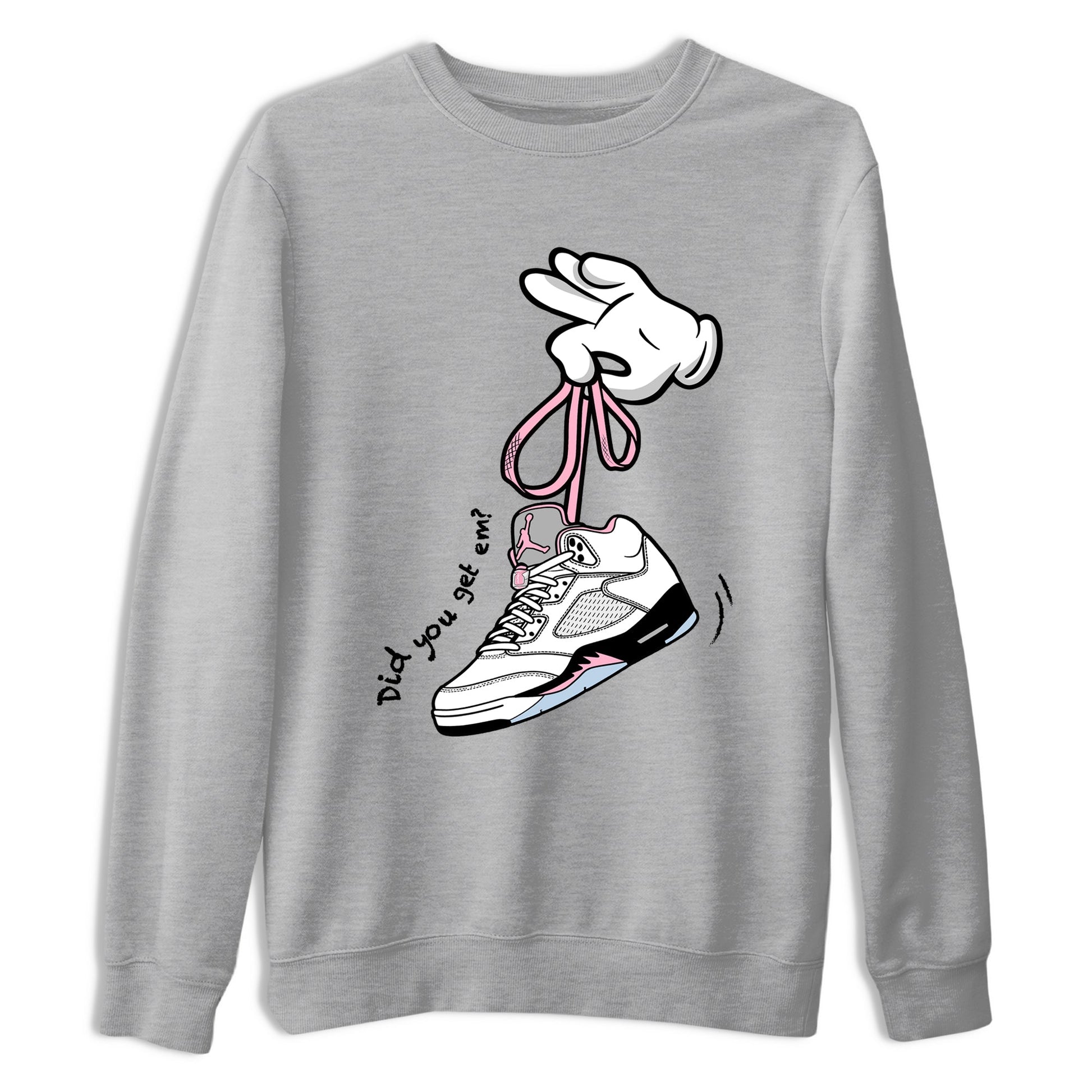 Sneaker match tees – Sneaker Tees To Match Air Jordan 5 Medium Soft Pink Shoes – Cartoon Hands Tee Heather Grey 2
