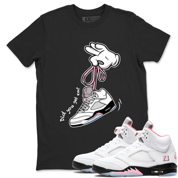 Sneaker match tees – Sneaker Tees To Match Air Jordan 5 Medium Soft Pink Shoes – Cartoon Hands Tee Black 1