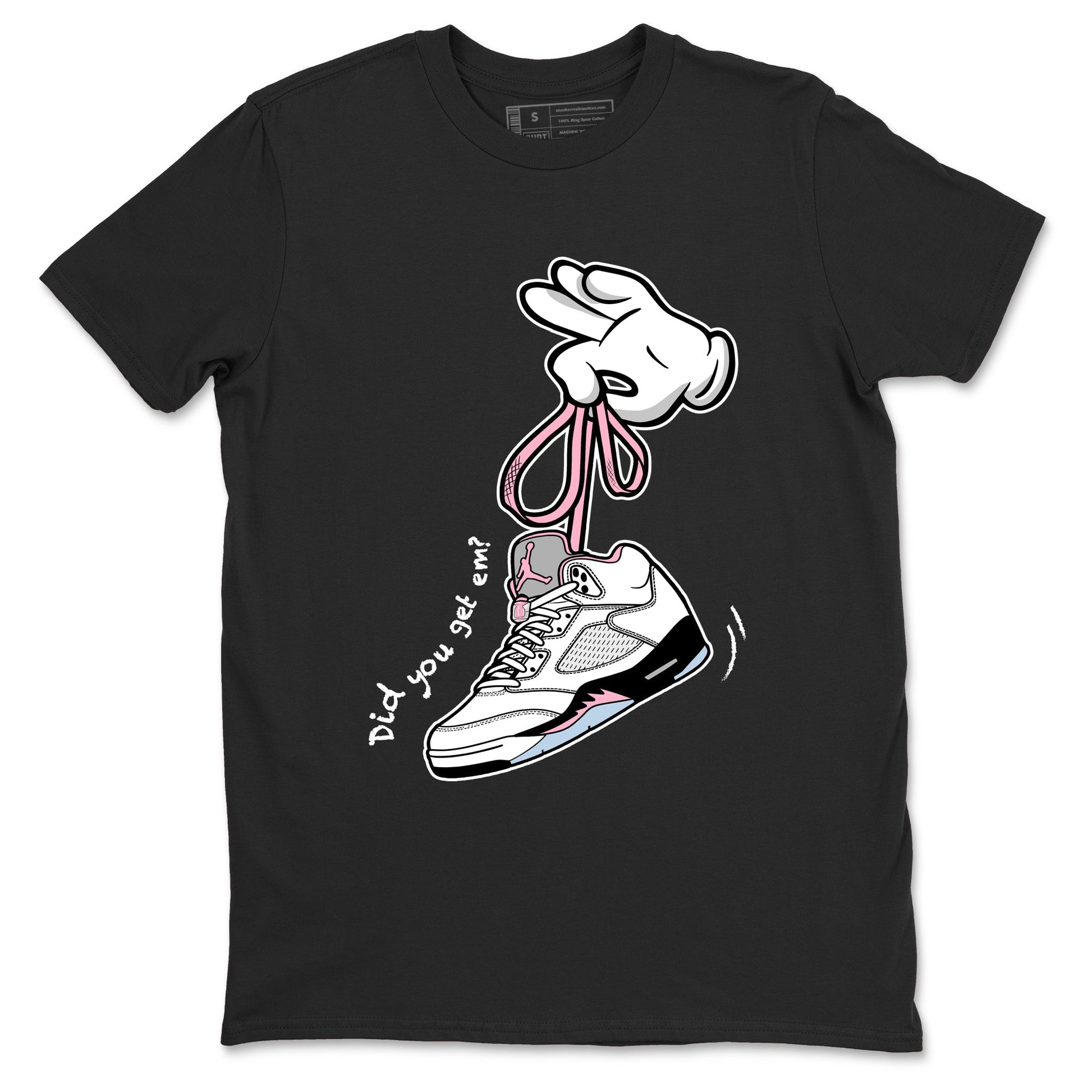 Sneaker match tees – Sneaker Tees To Match Air Jordan 5 Medium Soft Pink Shoes – Cartoon Hands Tee Black 2