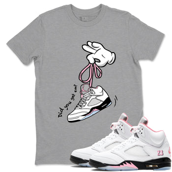 Sneaker match tees – Sneaker Tees To Match Air Jordan 5 Medium Soft Pink Shoes – Cartoon Hands Tee Heather Grey 1