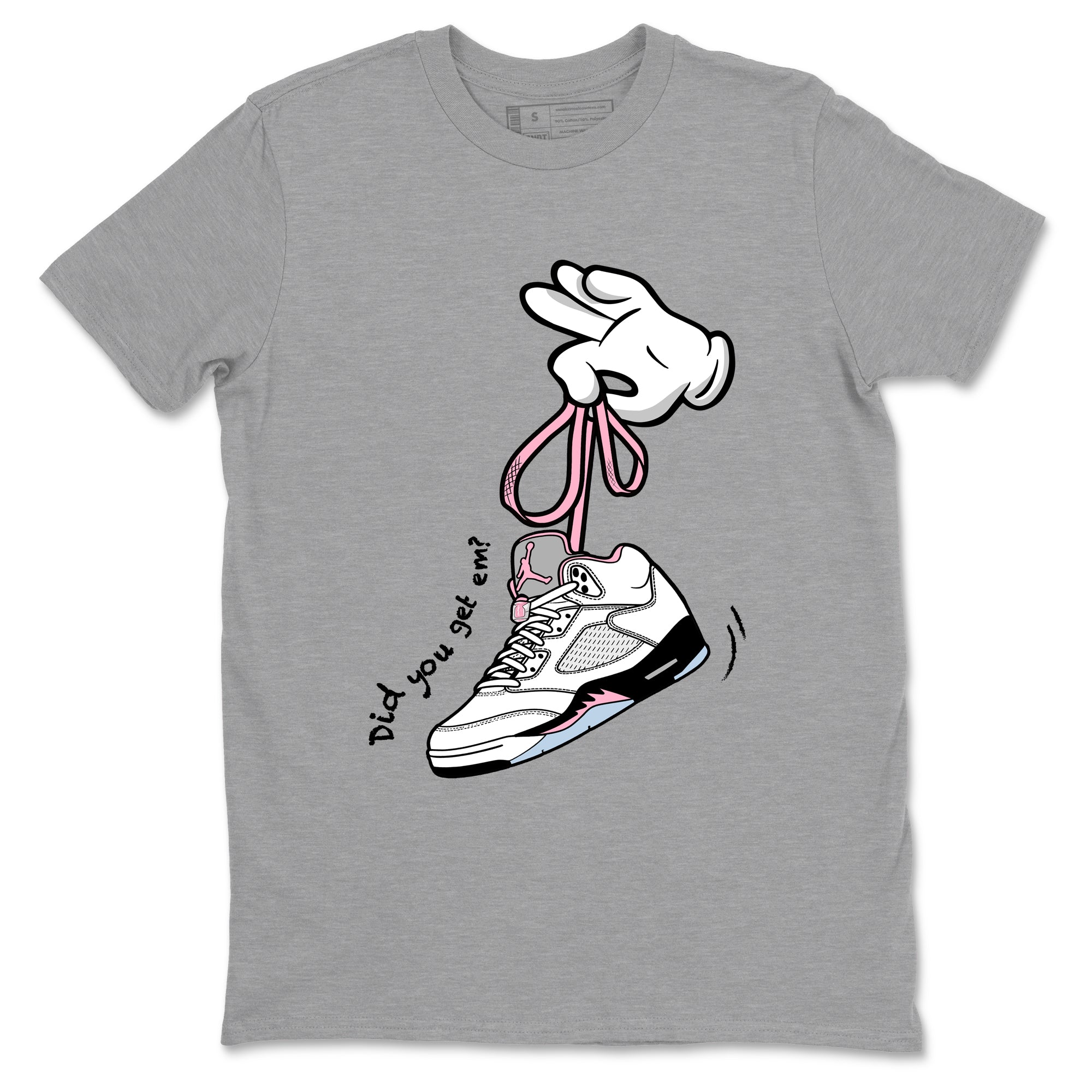 Sneaker match tees – Sneaker Tees To Match Air Jordan 5 Medium Soft Pink Shoes – Cartoon Hands Tee Heather Grey 2
