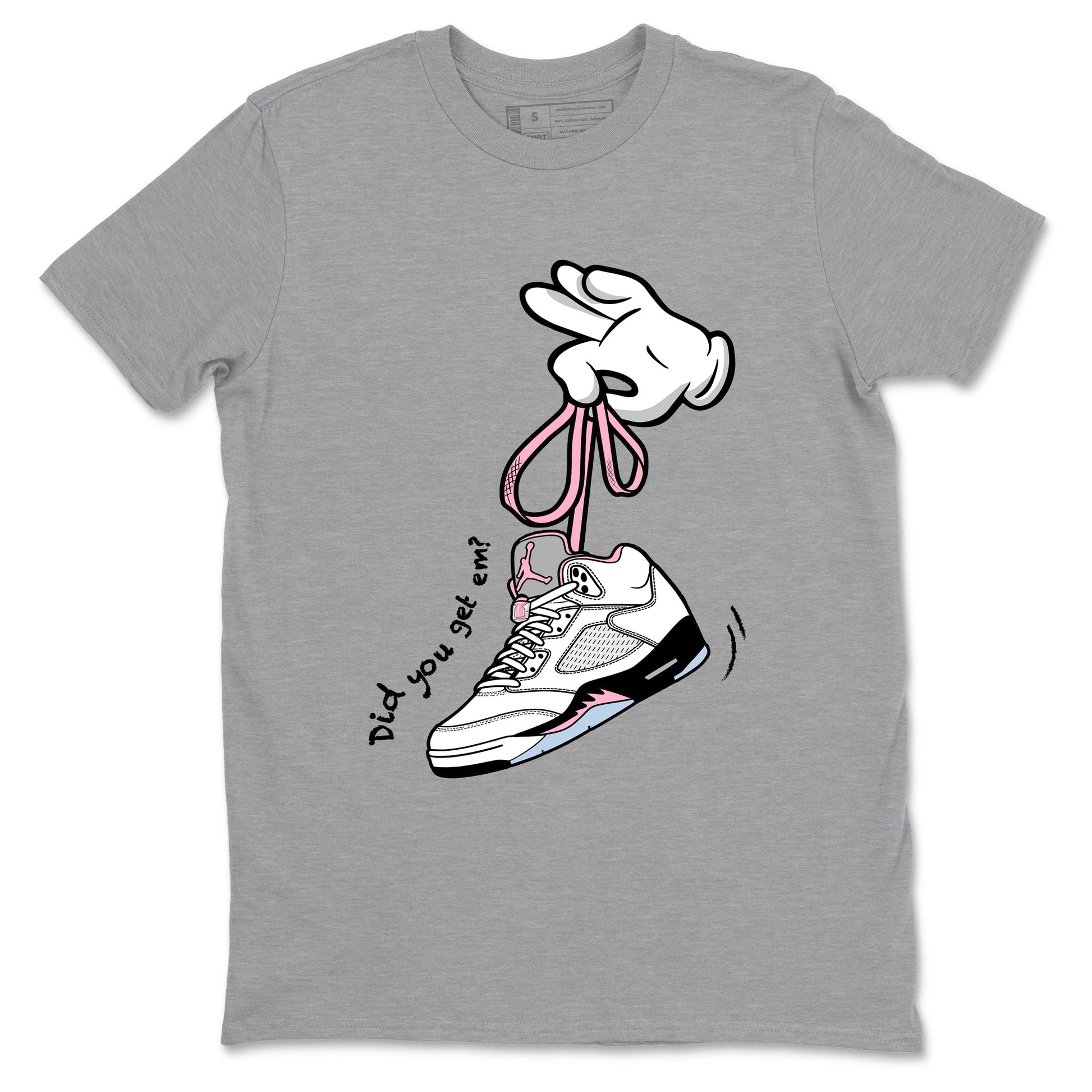 Sneaker match tees – Sneaker Tees To Match Air Jordan 5 Medium Soft Pink Shoes – Cartoon Hands Tee Heather Grey 2