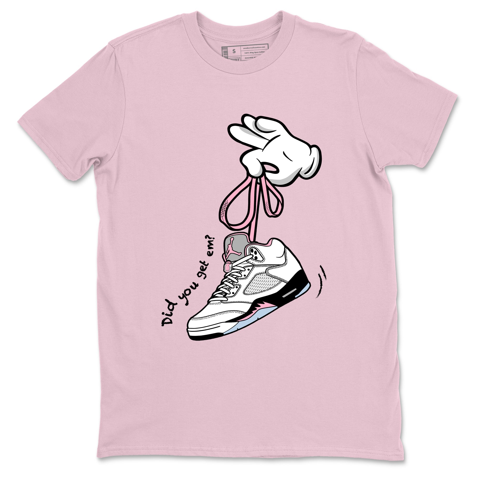 Sneaker match tees – Sneaker Tees To Match Air Jordan 5 Medium Soft Pink Shoes – Cartoon Hands Tee Pink 2