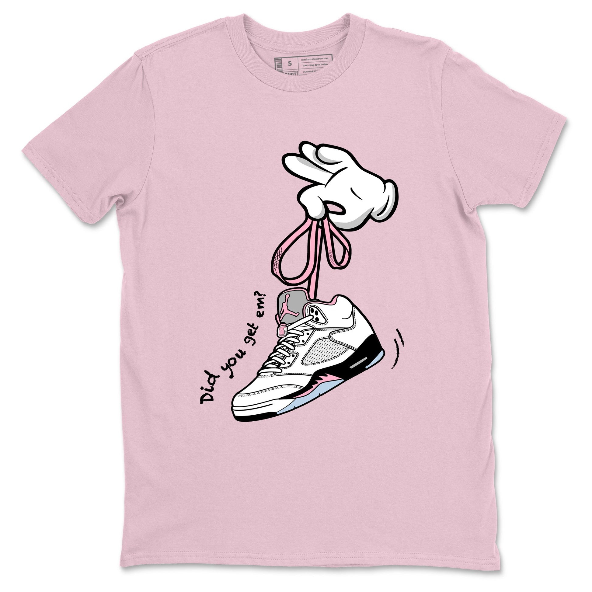 Sneaker match tees – Sneaker Tees To Match Air Jordan 5 Medium Soft Pink Shoes – Cartoon Hands Tee Pink 2