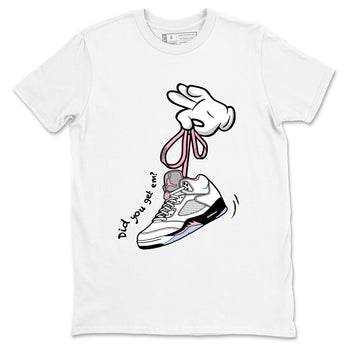 Sneaker match tees – Sneaker Tees To Match Air Jordan 5 Medium Soft Pink Shoes – Cartoon Hands Tee White 2