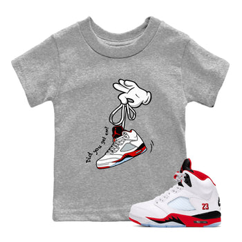 Sneaker match tees – Sneaker Tees To Match Air Jordan 5 Fire Red Shoes – Cartoon Hands Kids T-Shirt Heather Grey 1