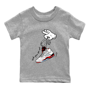 Sneaker match tees – Sneaker Tees To Match Air Jordan 5 Fire Red Shoes – Cartoon Hands Kids T-Shirt Heather Grey 2