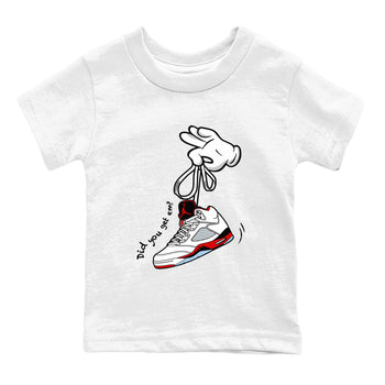 Sneaker match tees – Sneaker Tees To Match Air Jordan 5 Fire Red Shoes – Cartoon Hands Kids T-Shirt White 2