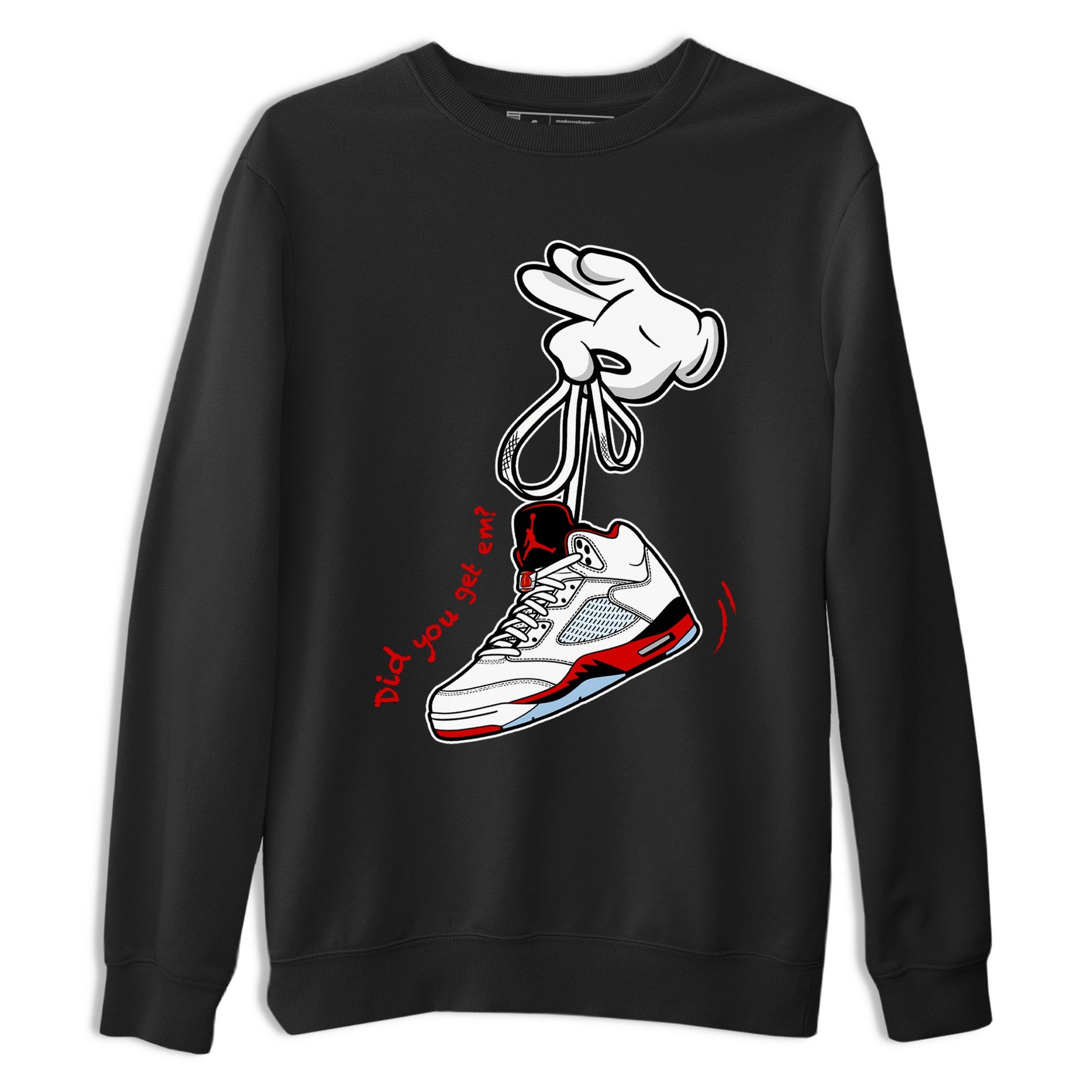 Sneaker match tees – Sneaker Tees To Match Air Jordan 5 Fire Red Shoes – Cartoon Hands Tee Black 2
