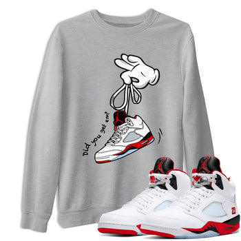 Sneaker match tees – Sneaker Tees To Match Air Jordan 5 Fire Red Shoes – Cartoon Hands Tee Heather Grey 1