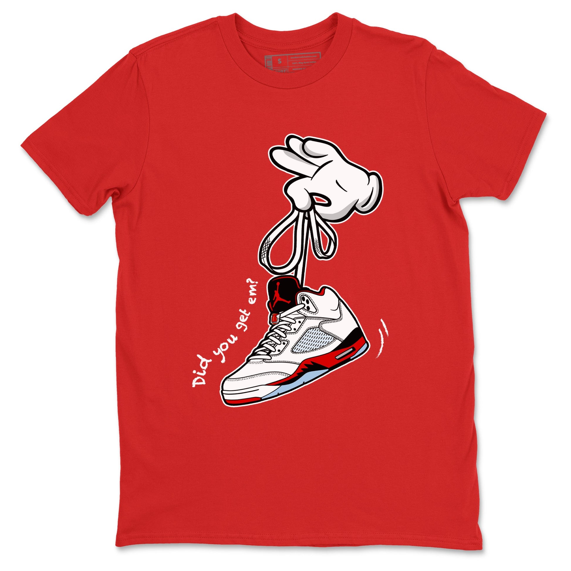 Sneaker match tees – Sneaker Tees To Match Air Jordan 5 Fire Red Shoes – Cartoon Hands Tee Red 2