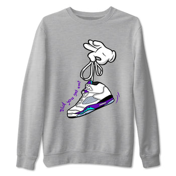 Cartoon Hands sneaker match t-shirt styled to complete your fit with the Air Jordan 5 Grape sneakers, shown in Heather Grey 2.