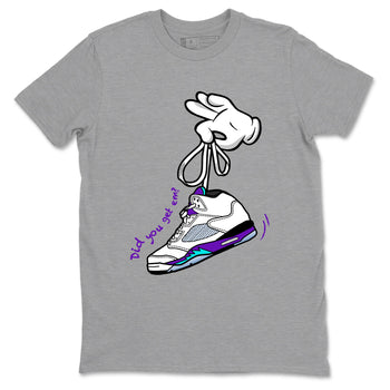 Cartoon Hands sneaker match t-shirt styled to complete your fit with the Air Jordan 5 Grape sneakers, shown in Heather Grey 2.