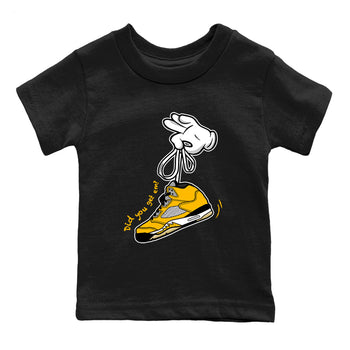 Cartoon Hands baby and kids t-shirt crafted for little sneakerheads to shine with the Air Jordan 5 Tokyo sneakers, displayed in Black 2.