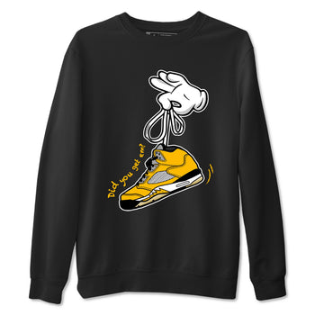 Cartoon Hands sneaker match t-shirt styled to complete your fit with the Air Jordan 5 Tokyo sneakers, shown in Black 2.