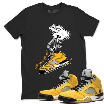 Cartoon Hands sneaker match t-shirt styled to complete your fit with the Air Jordan 5 Tokyo sneakers, shown in Black 1.
