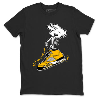 Cartoon Hands sneaker match t-shirt styled to complete your fit with the Air Jordan 5 Tokyo sneakers, shown in Black 2.