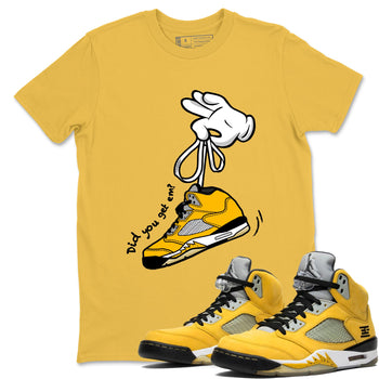 Cartoon Hands sneaker match t-shirt styled to complete your fit with the Air Jordan 5 Tokyo sneakers, shown in Daisy 1.