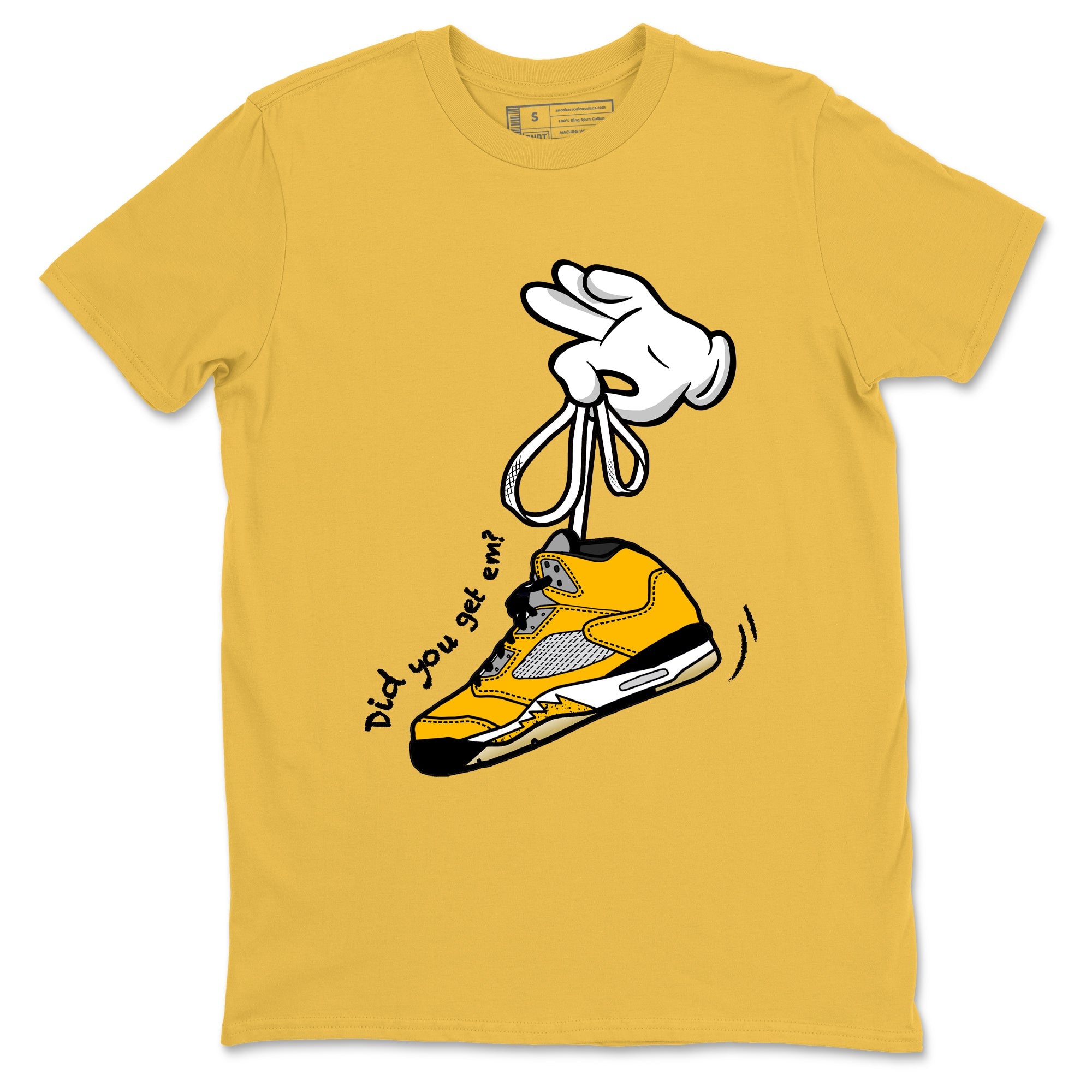 Cartoon Hands sneaker match t-shirt styled to complete your fit with the Air Jordan 5 Tokyo sneakers, shown in Daisy 2.