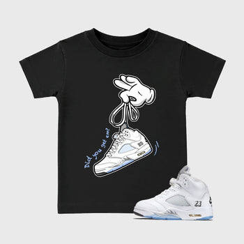 Sneaker match tees – Sneaker Tees To Match Air Jordan 5 White Metallic Shoes – Cartoon Hands Kids T-Shirt Black 1
