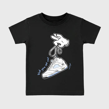 Sneaker match tees – Sneaker Tees To Match Air Jordan 5 White Metallic Shoes – Cartoon Hands Kids T-Shirt Black 2