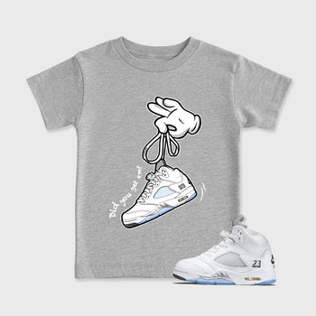 Sneaker match tees – Sneaker Tees To Match Air Jordan 5 White Metallic Shoes – Cartoon Hands Kids T-Shirt Heather Grey 1