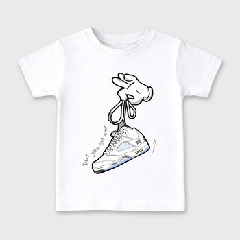 Sneaker match tees – Sneaker Tees To Match Air Jordan 5 White Metallic Shoes – Cartoon Hands Kids T-Shirt White 2