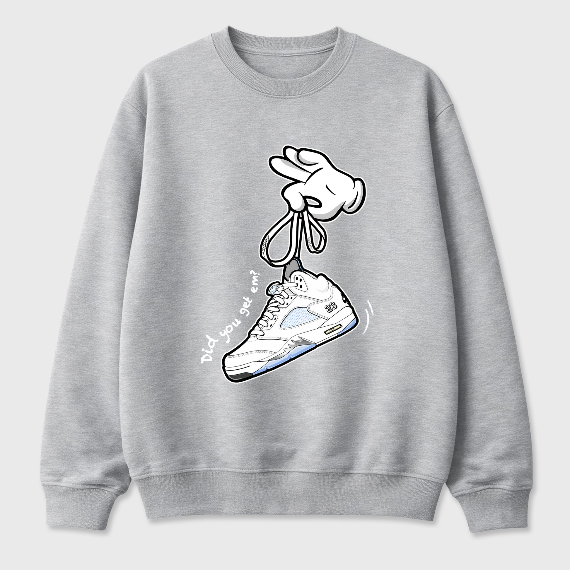 Sneaker match tees – Sneaker Tees To Match Air Jordan 5 White Metallic Shoes – Cartoon Hands Tee Heather Grey 2