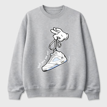 Sneaker match tees – Sneaker Tees To Match Air Jordan 5 White Metallic Shoes – Cartoon Hands Tee Heather Grey 2