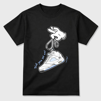 Sneaker match tees – Sneaker Tees To Match Air Jordan 5 White Metallic Shoes – Cartoon Hands Tee Black 2