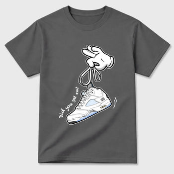 Sneaker match tees – Sneaker Tees To Match Air Jordan 5 White Metallic Shoes – Cartoon Hands Tee Cool Grey 2