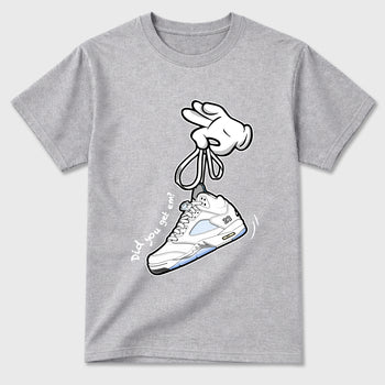 Sneaker match tees – Sneaker Tees To Match Air Jordan 5 White Metallic Shoes – Cartoon Hands Tee Heather Grey 2