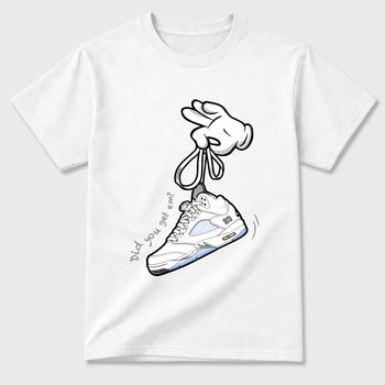 Sneaker match tees – Sneaker Tees To Match Air Jordan 5 White Metallic Shoes – Cartoon Hands Tee White 2