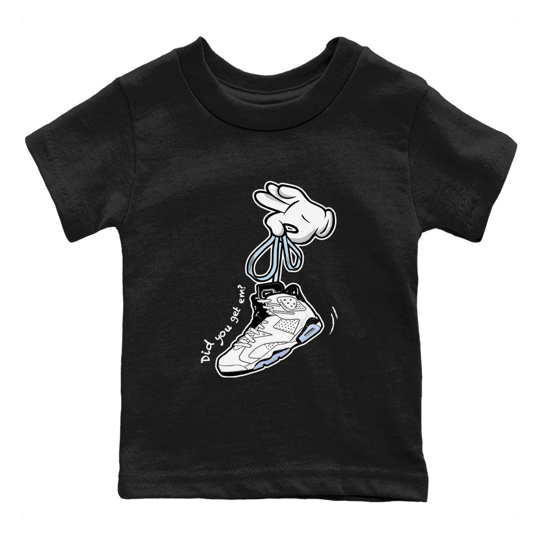 AJ6 White Black shirts to match jordans Cartoon Hands sneaker match tees Air Jordan 6 White Black SNRT Sneaker Tees streetwear brand Baby and Youth Black 2 cotton tee