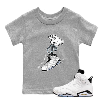AJ6 White Black shirts to match jordans Cartoon Hands sneaker match tees Air Jordan 6 White Black SNRT Sneaker Tees streetwear brand Baby and Youth Heather Grey 1 cotton tee