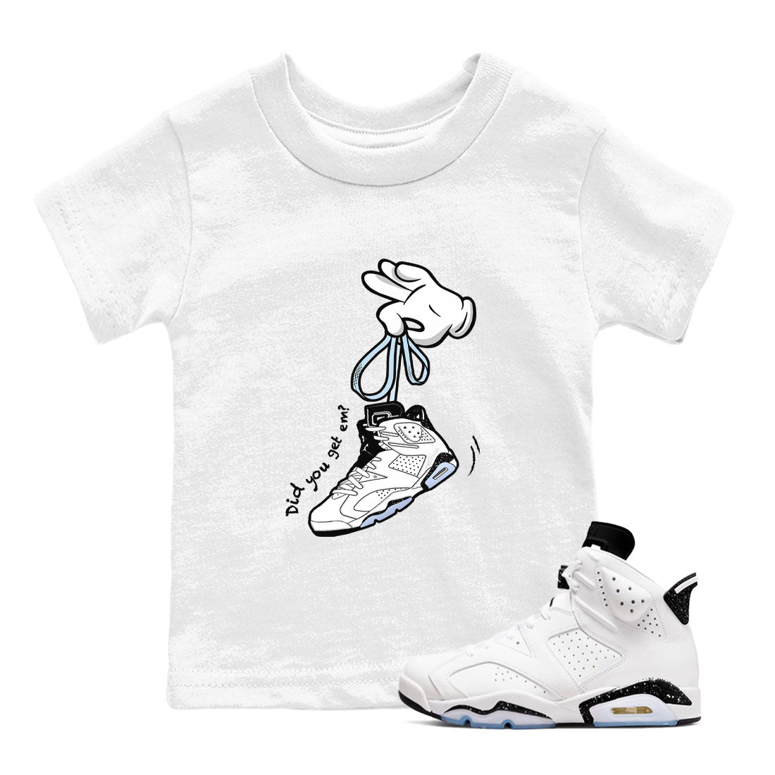 AJ6 White Black shirts to match jordans Cartoon Hands sneaker match tees Air Jordan 6 White Black SNRT Sneaker Tees streetwear brand Baby and Youth White 1 cotton tee