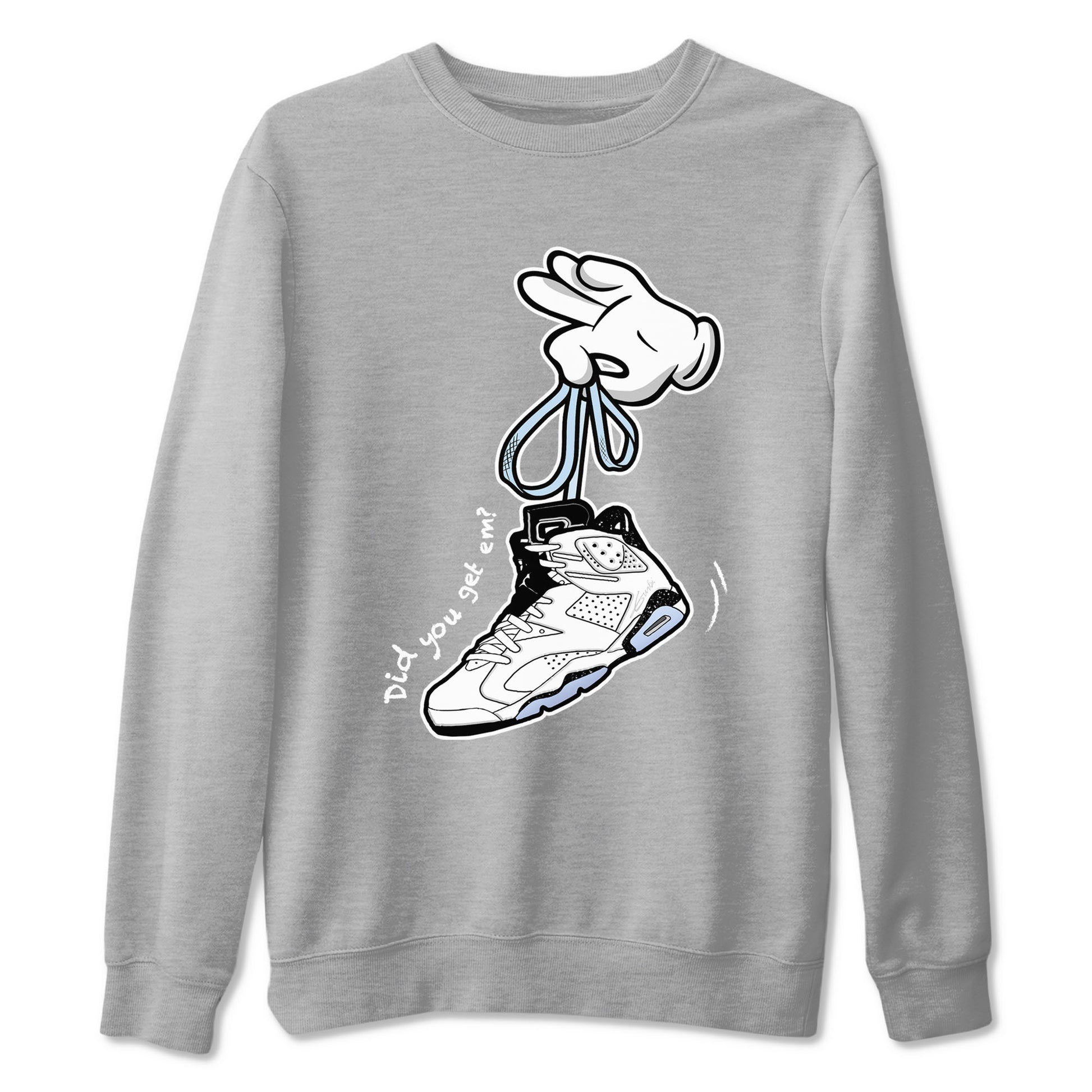 AJ6 White Black shirts to match jordans Cartoon Hands sneaker match tees Air Jordan 6 White Black SNRT Sneaker Tees streetwear brand Heather Grey 2 unisex cotton tee