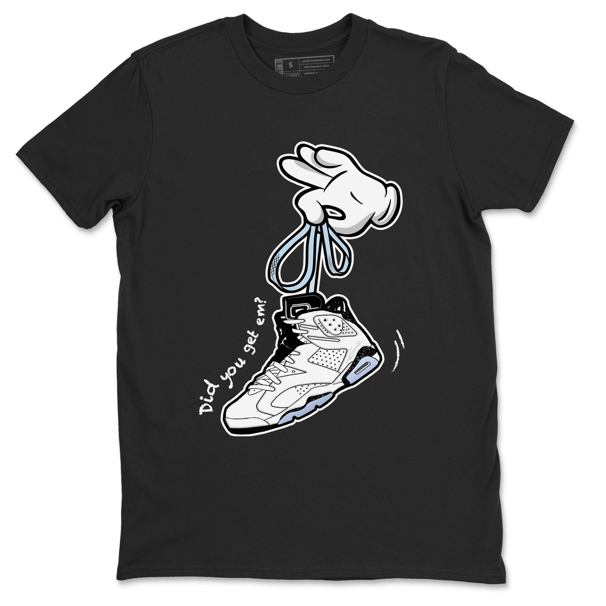 AJ6 White Black shirts to match jordans Cartoon Hands sneaker match tees Air Jordan 6 White Black SNRT Sneaker Tees streetwear brand Black 2 unisex cotton tee