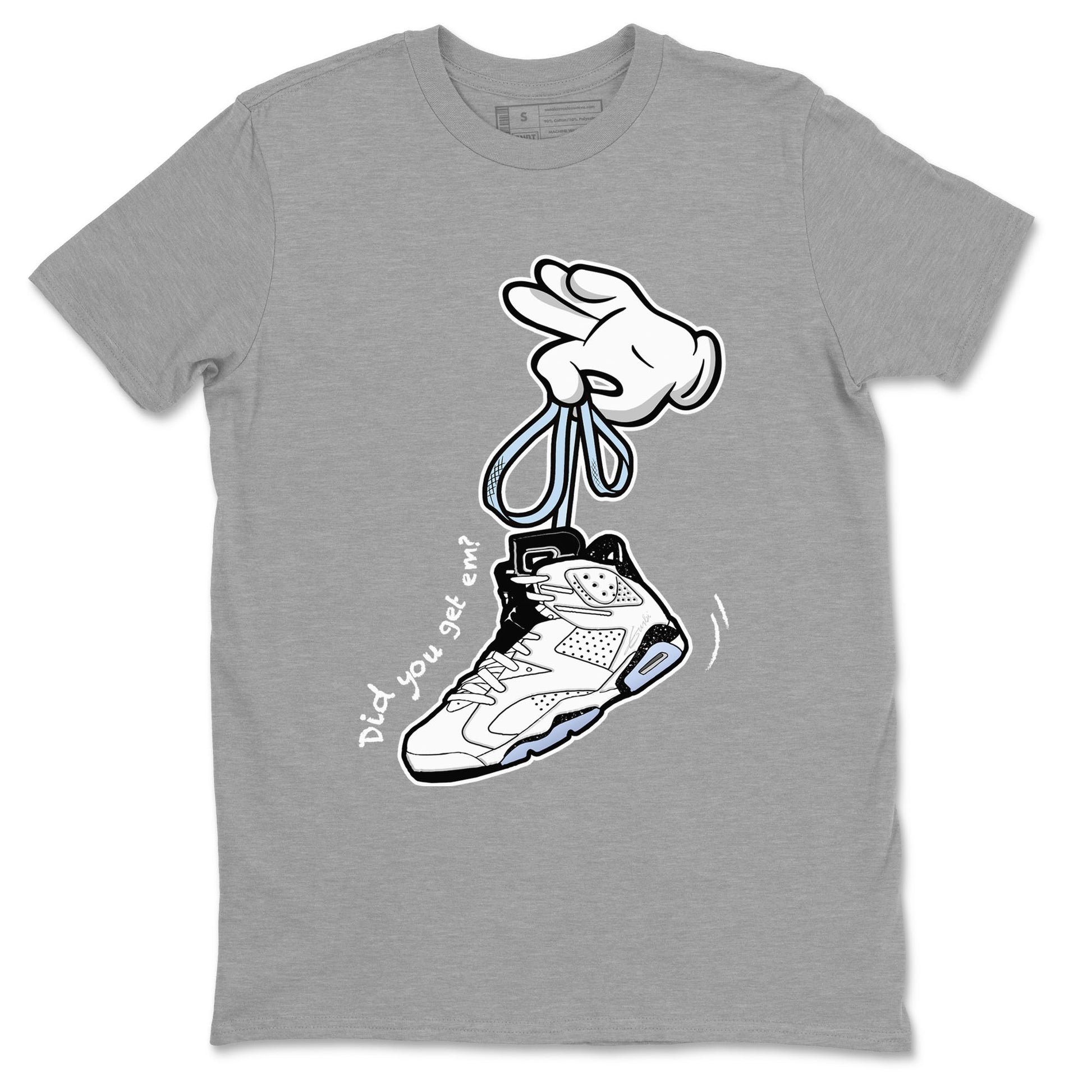 AJ6 White Black shirts to match jordans Cartoon Hands sneaker match tees Air Jordan 6 White Black SNRT Sneaker Tees streetwear brand Heather Grey 2 unisex cotton tee