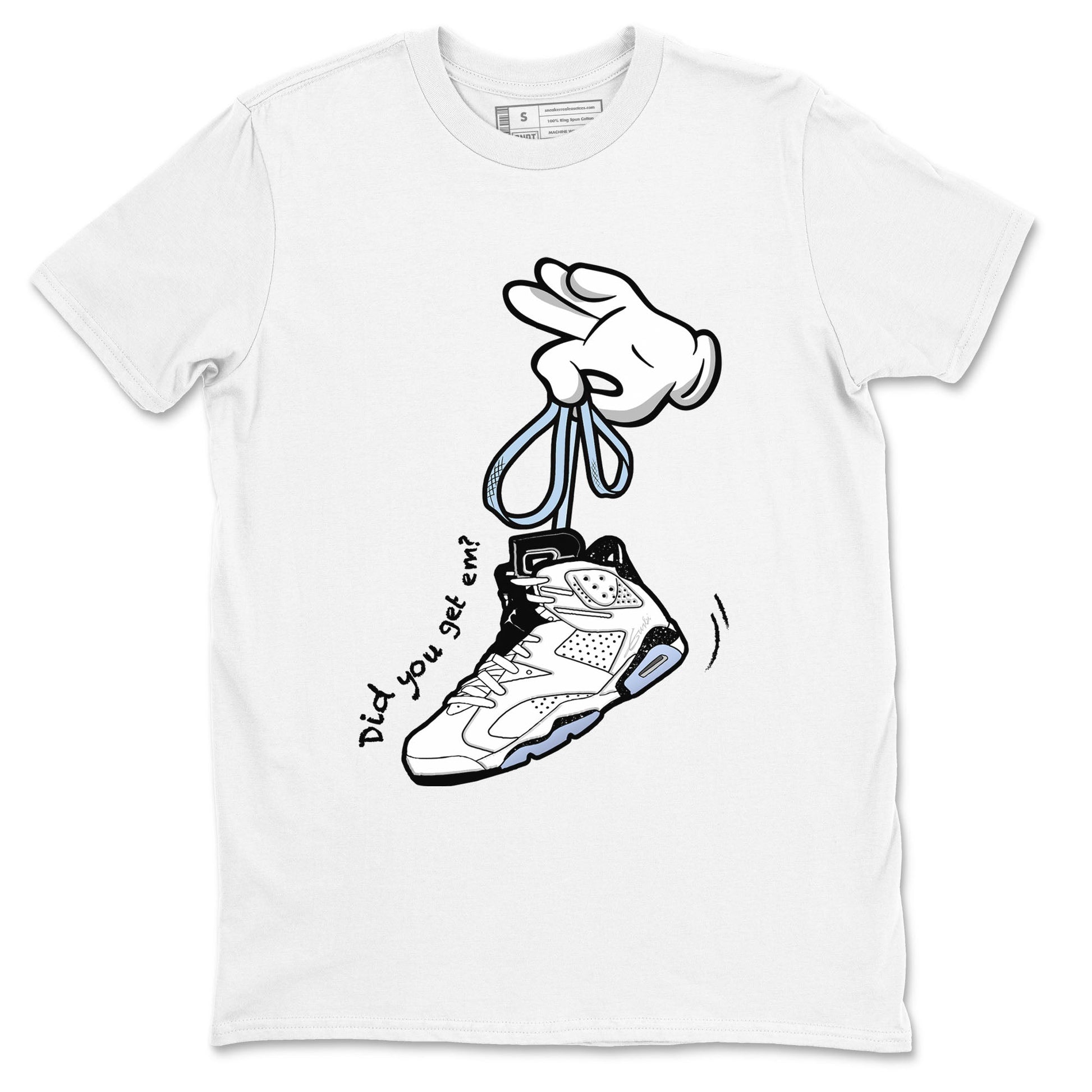 AJ6 White Black shirts to match jordans Cartoon Hands sneaker match tees Air Jordan 6 White Black SNRT Sneaker Tees streetwear brand White 2 unisex cotton tee