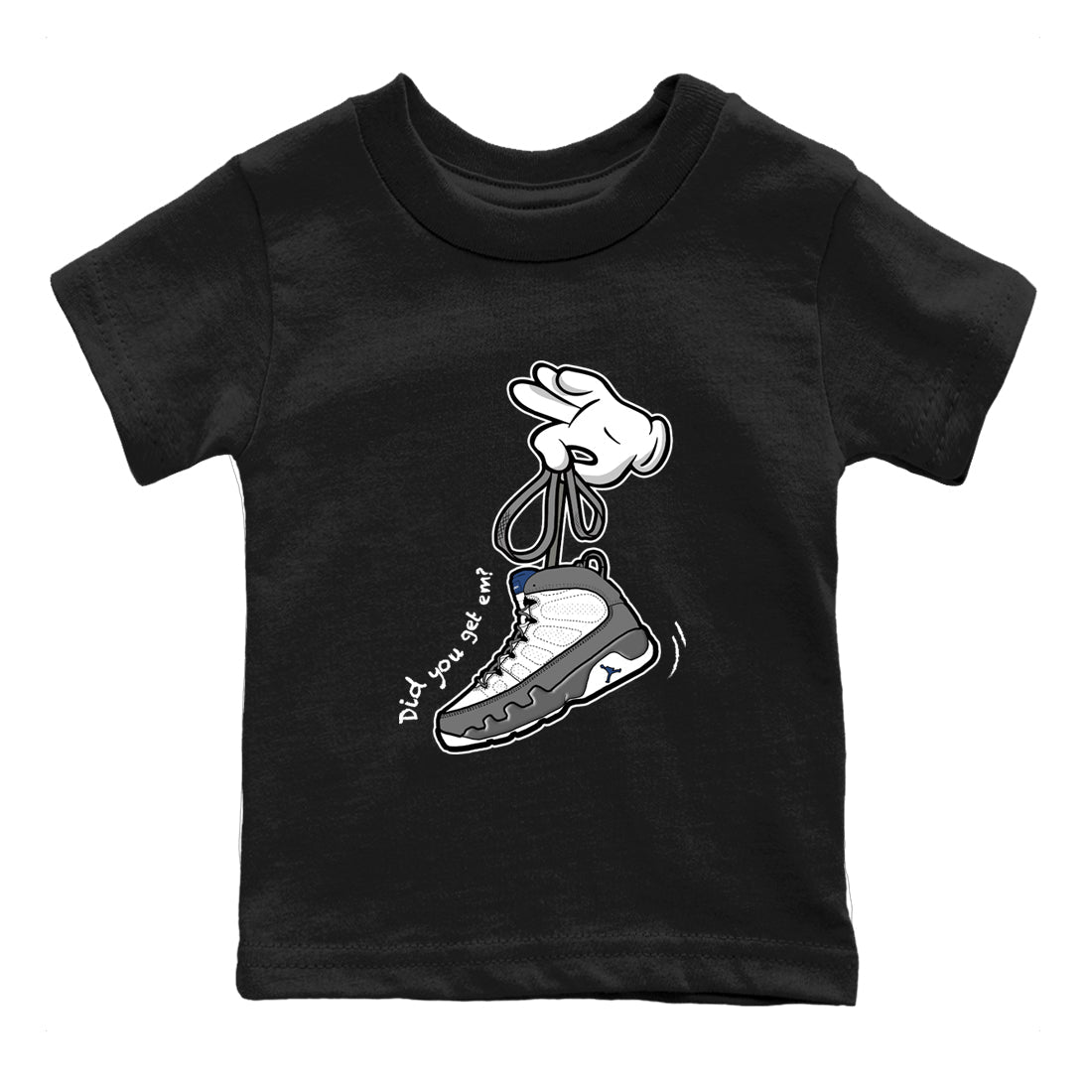 Sneaker match tees – Sneaker Tees To Match Air Jordan 9 Flint Grey Shoes – Cartoon Hands Kids T-Shirt Black 2