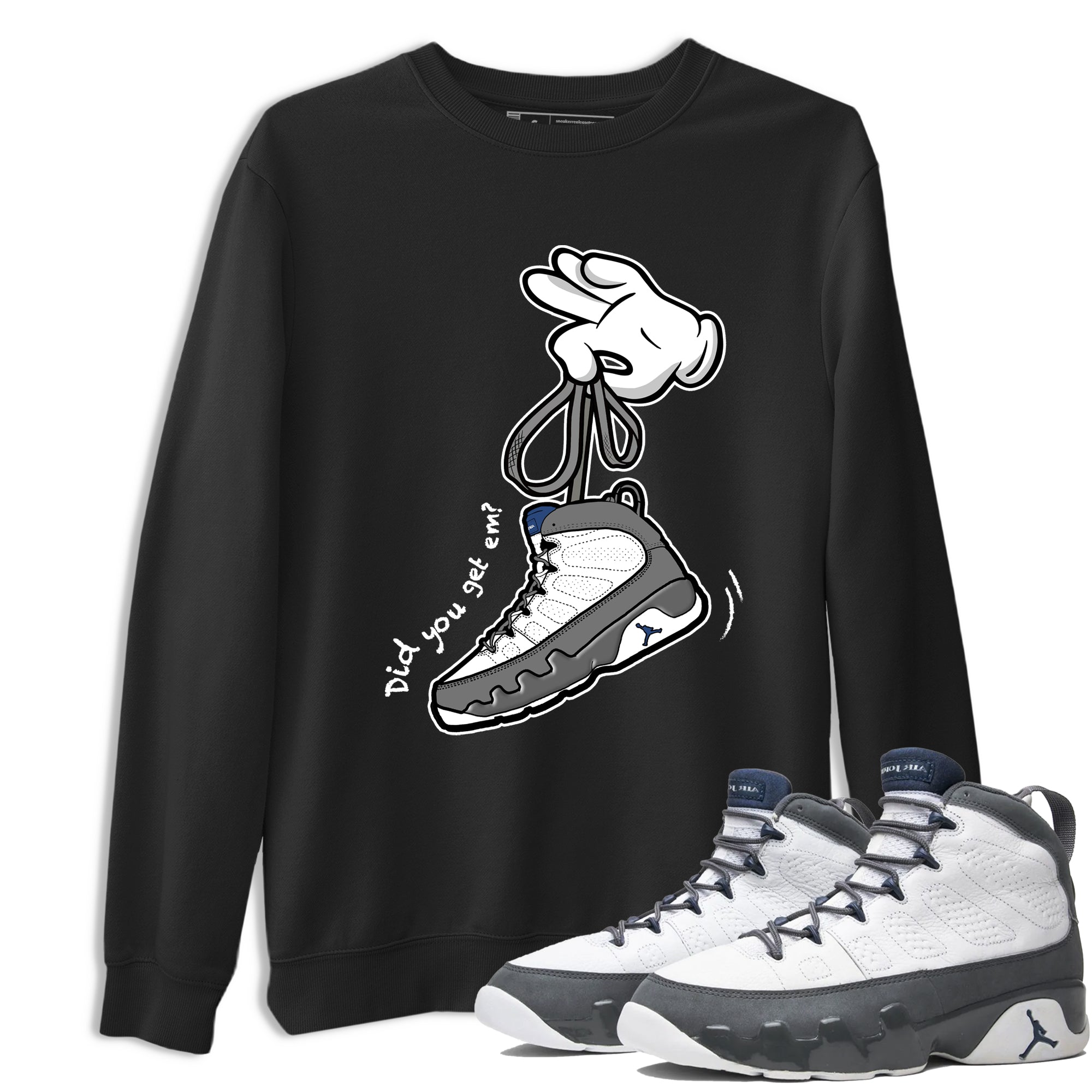 Sneaker match tees – Sneaker Tees To Match Air Jordan 9 Flint Grey Shoes – Cartoon Hands Tee Black 1
