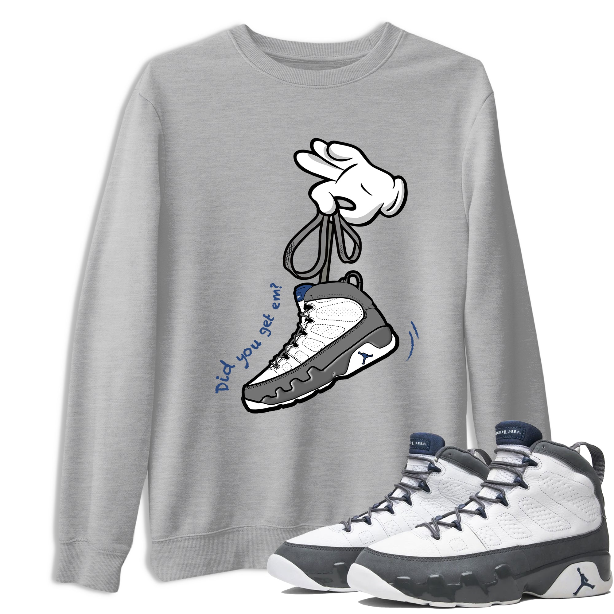 Sneaker match tees – Sneaker Tees To Match Air Jordan 9 Flint Grey Shoes – Cartoon Hands Tee Heather Grey 1