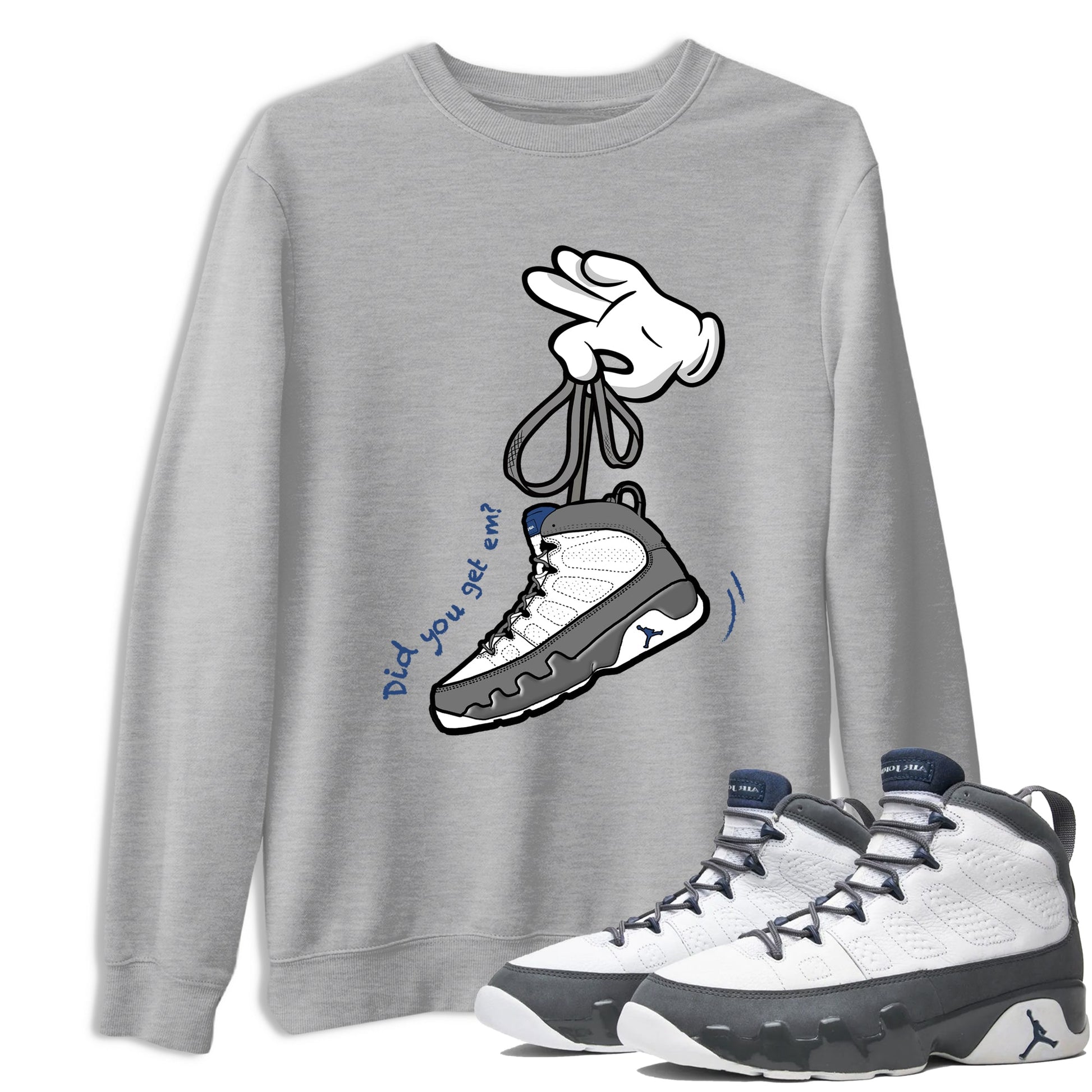 Sneaker match tees – Sneaker Tees To Match Air Jordan 9 Flint Grey Shoes – Cartoon Hands Tee Heather Grey 1