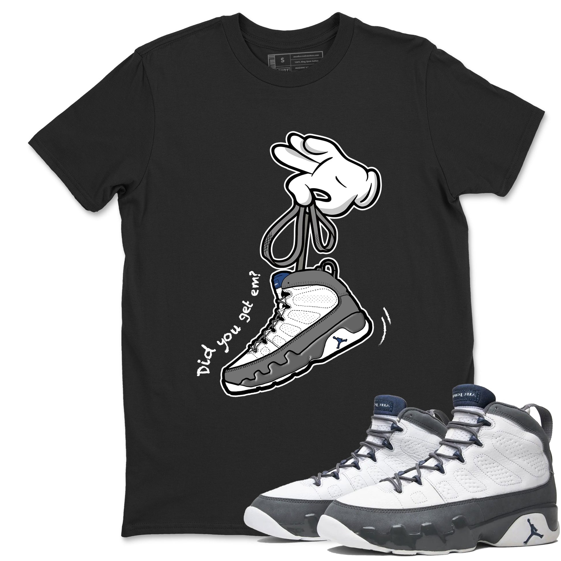 Sneaker match tees – Sneaker Tees To Match Air Jordan 9 Flint Grey Shoes – Cartoon Hands Tee Black 1