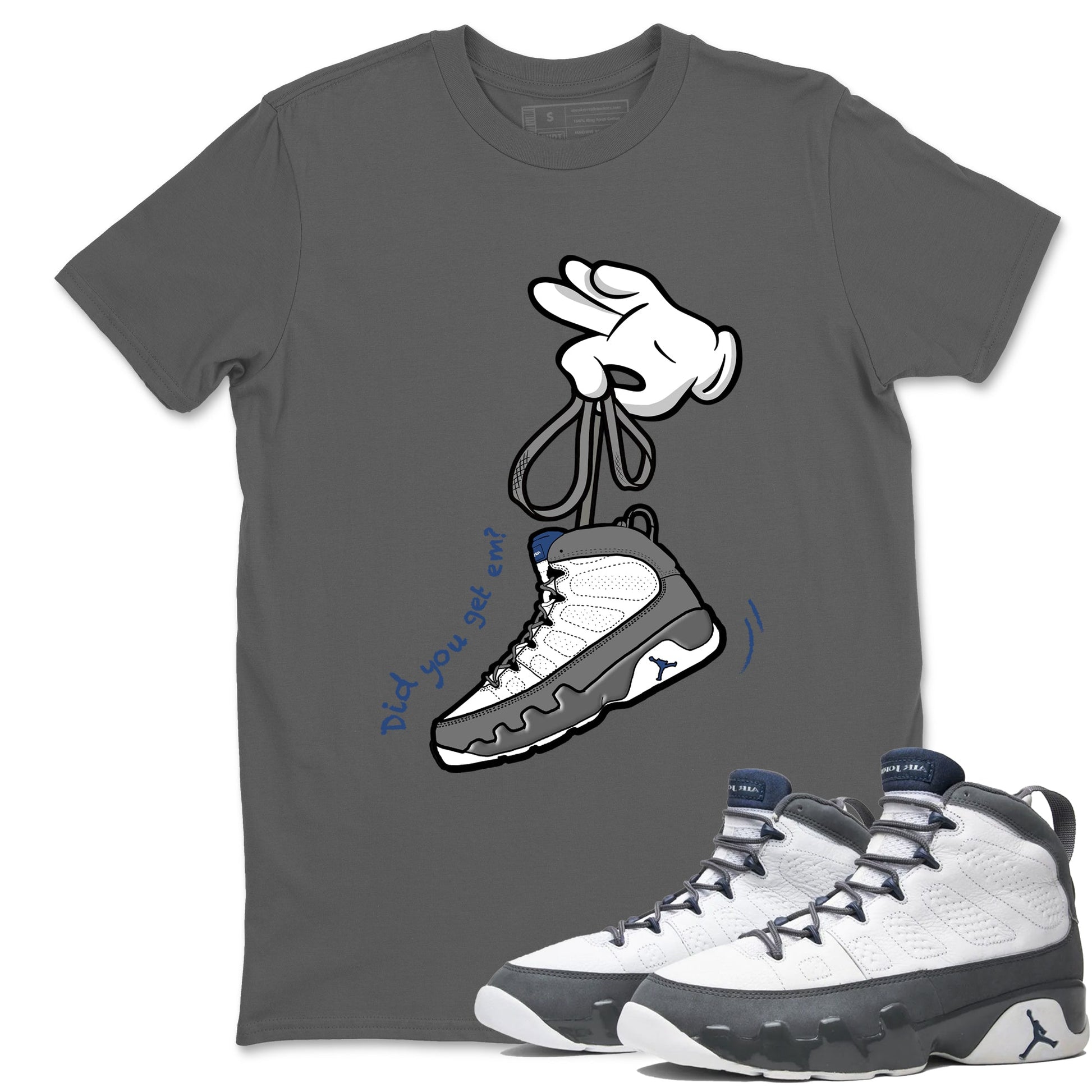 Sneaker match tees – Sneaker Tees To Match Air Jordan 9 Flint Grey Shoes – Cartoon Hands Tee Cool Grey 1